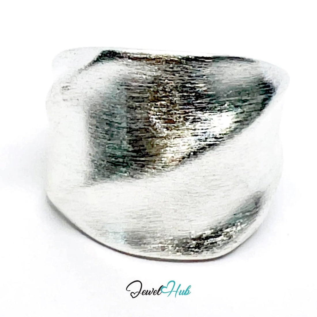 925 Silver Ring (Hallmarked) Twisted Brushed Band · UK L - M - N · US 6–7.5 · 10g - JewelHub.co.uk