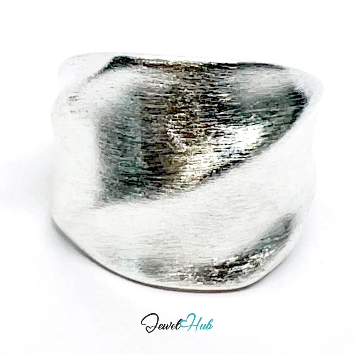 925 Silver Ring (Hallmarked) Twisted Brushed Band · UK L - M - N · US 6–7.5 · 10g - JewelHub.co.uk