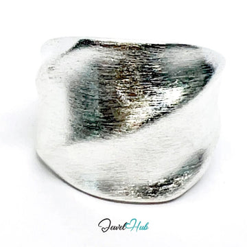 925 Silver Ring (Hallmarked) Twisted Brushed Band · UK L - M - N · US 6–7.5 · 10g - JewelHub.co.uk
