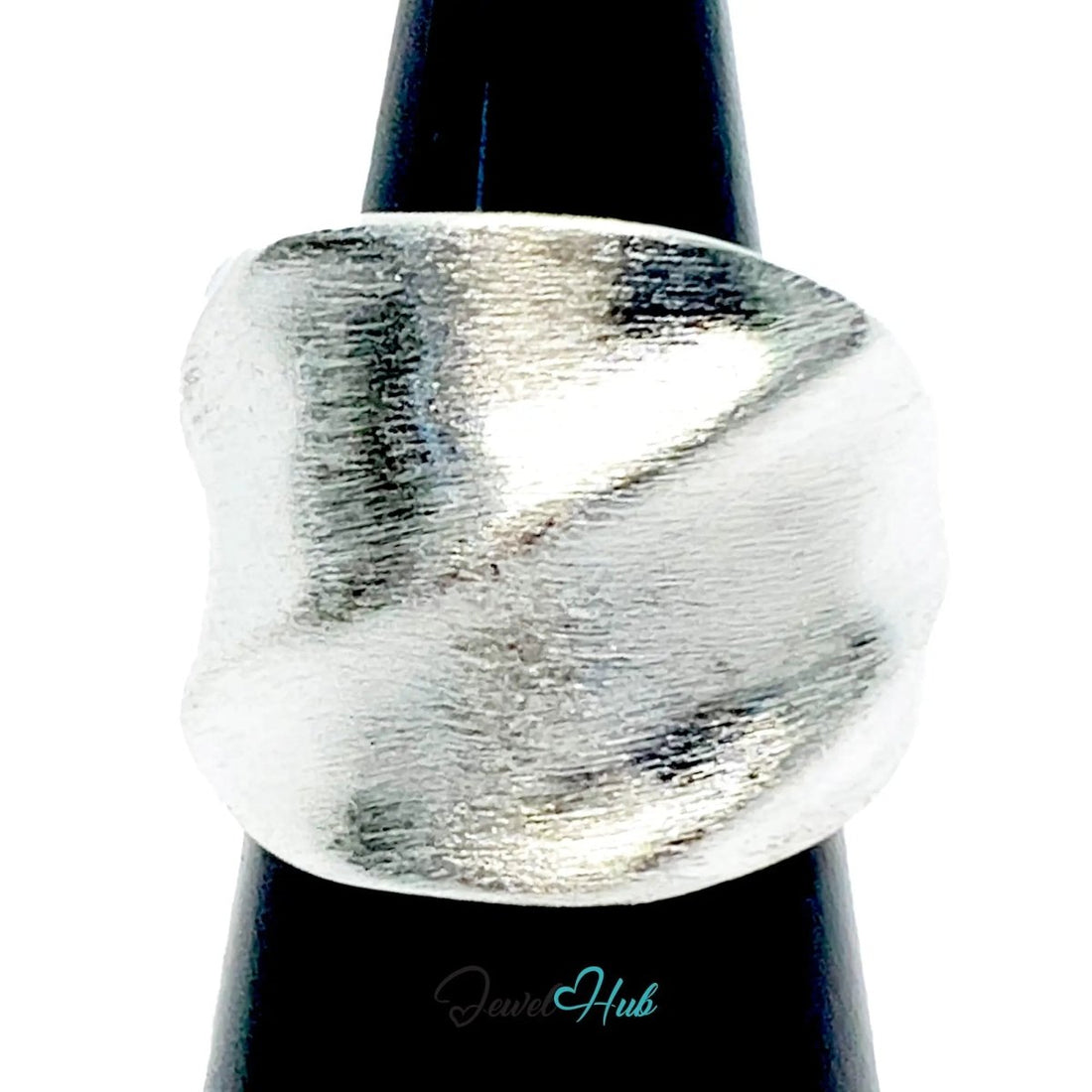 925 Silver Ring (Hallmarked) Twisted Brushed Band · UK L - M - N · US 6–7.5 · 10g - JewelHub.co.uk