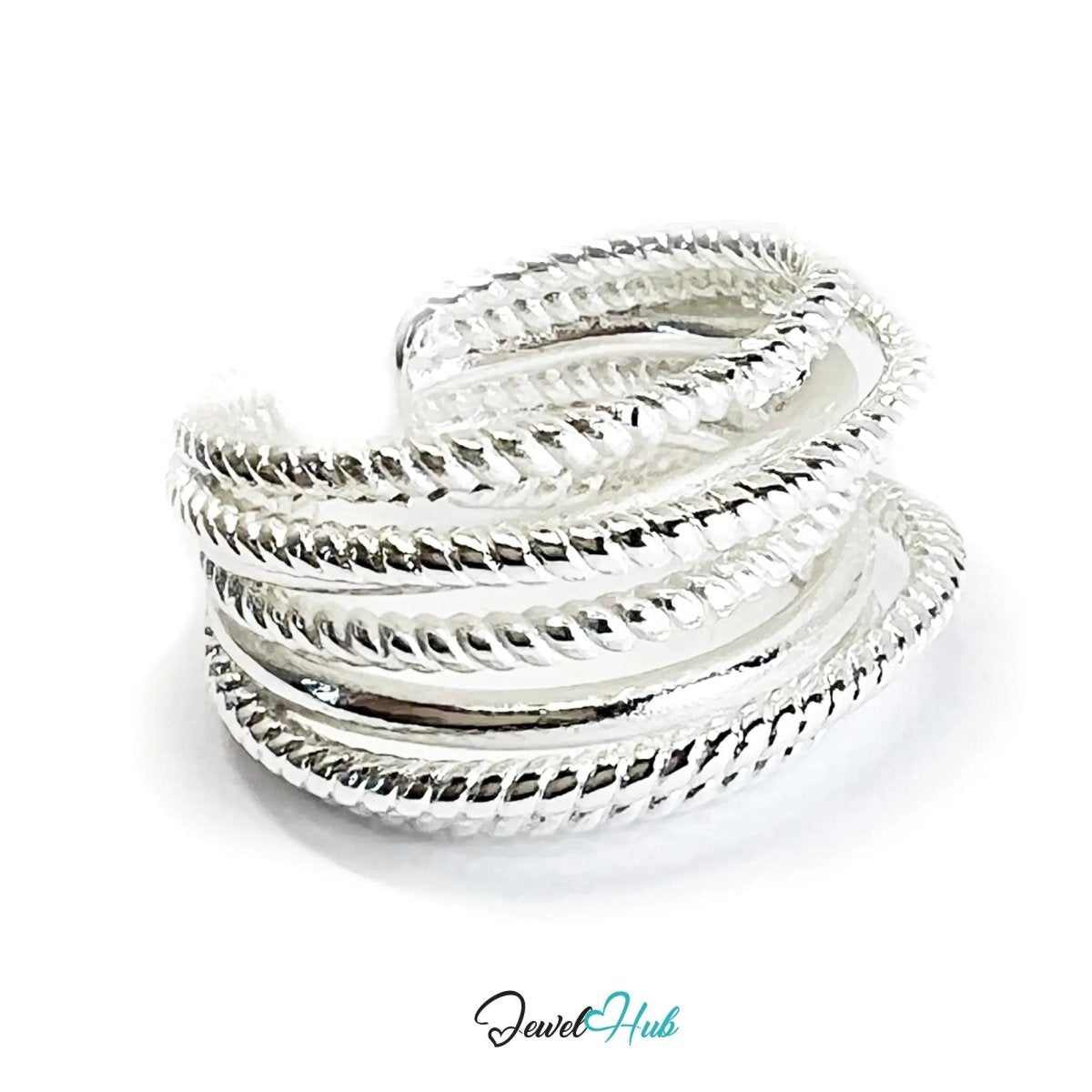 925 Silver Ring (Hallmarked) Twisted Rope – Minimalist Luxury | Adjustable UK O - P - Q - JewelHub.co.uk