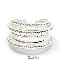 925 Sterling Silver Rope Twist Ring - Open En