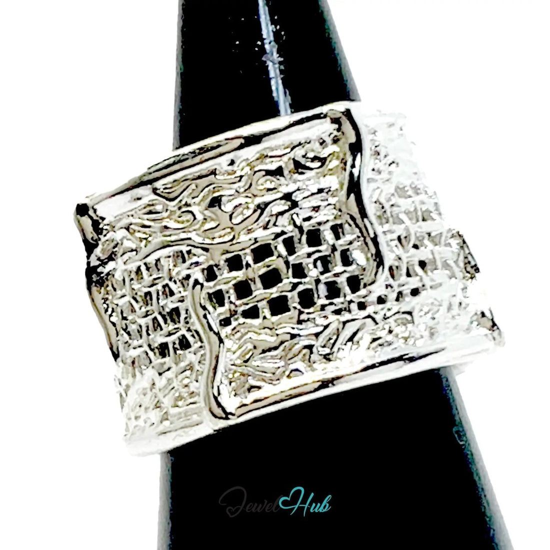 925 Silver Ring (Hallmarked) Woven Crest · UK O - P - Q · US 7.5–8.5 · 6.04g - JewelHub.co.uk