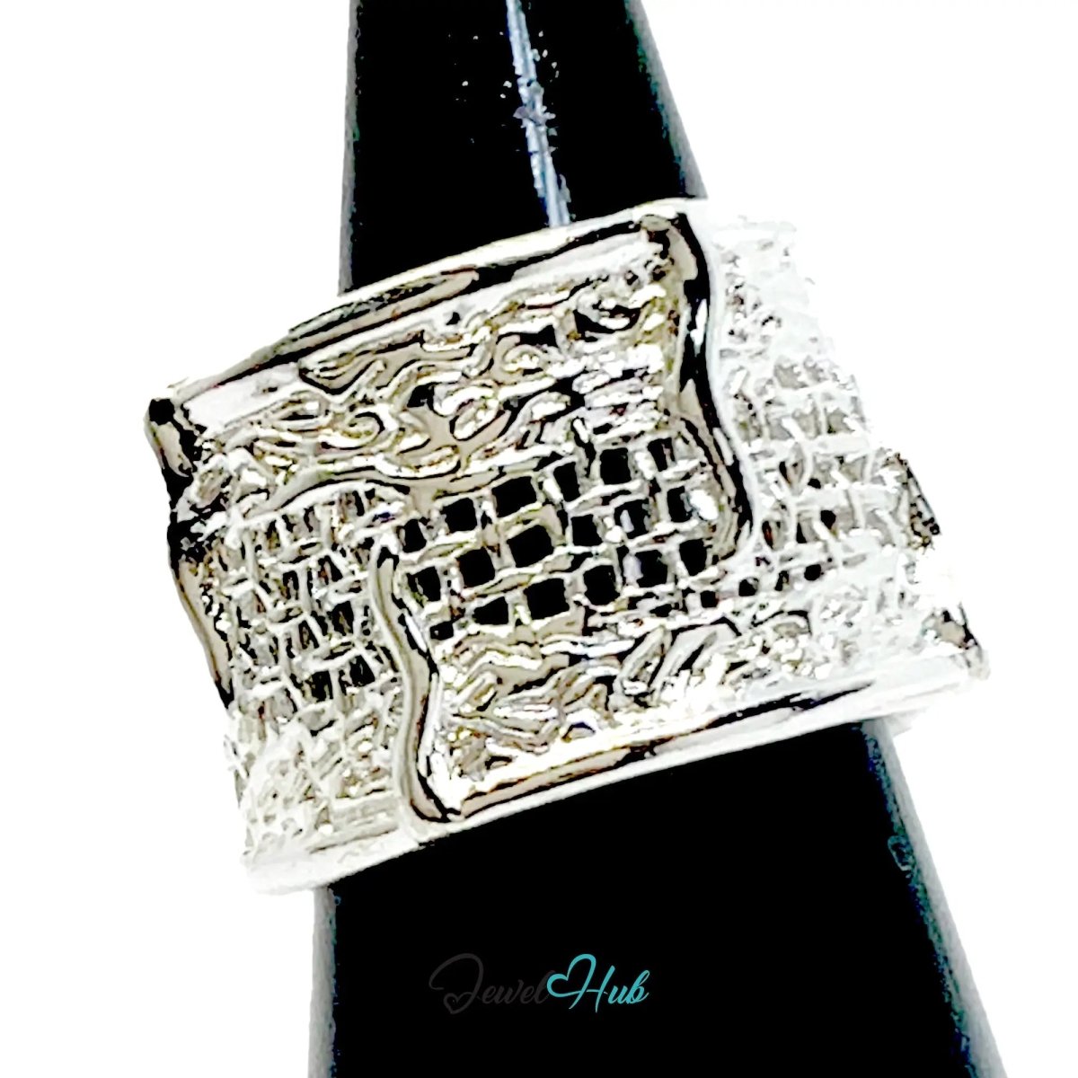 925 Silver Ring (Hallmarked) Woven Crest · UK O - P - Q · US 7.5–8.5 · 6.04g - JewelHub.co.uk