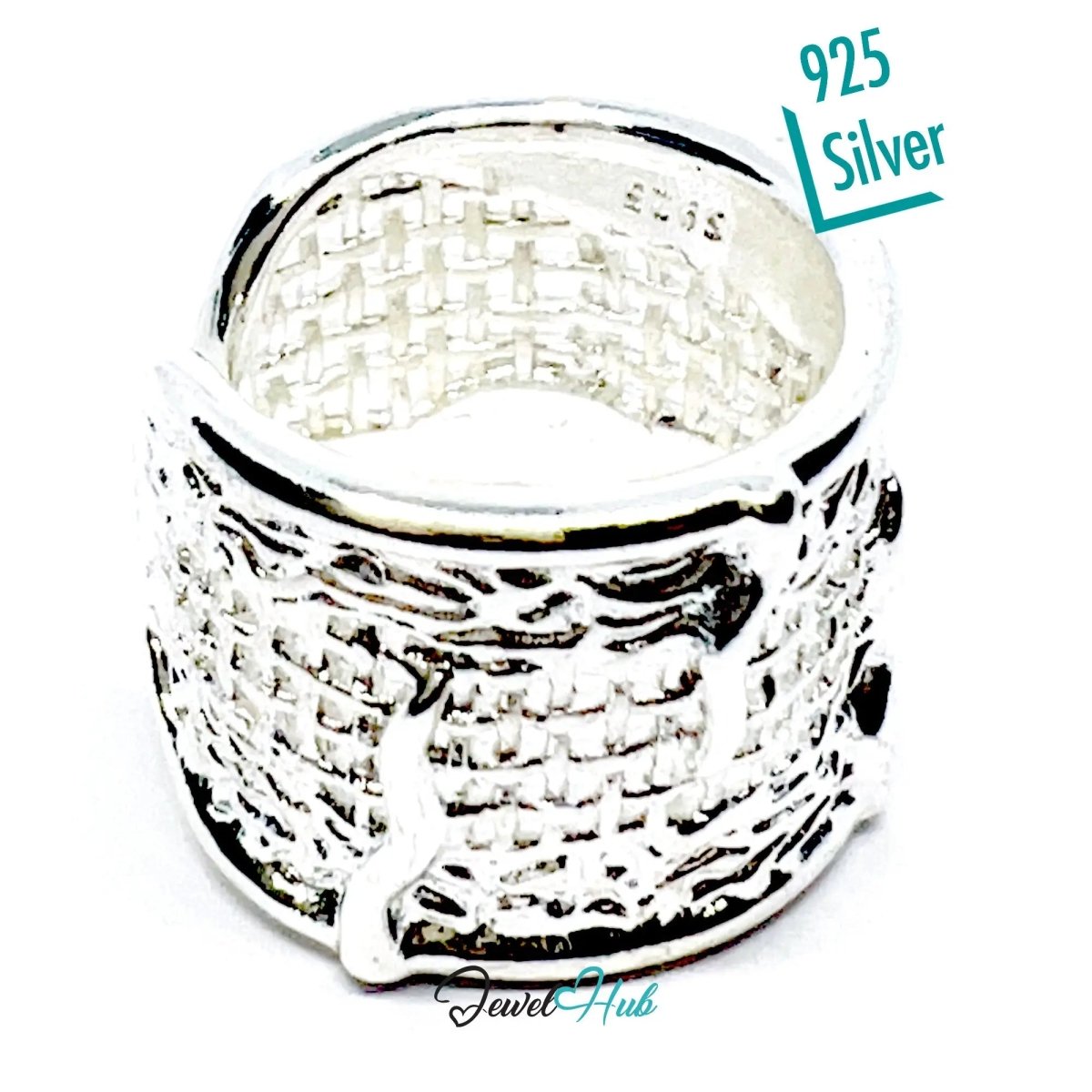 925 Silver Ring (Hallmarked) Woven Crest · UK O - P - Q · US 7.5–8.5 · 6.04g - JewelHub.co.uk