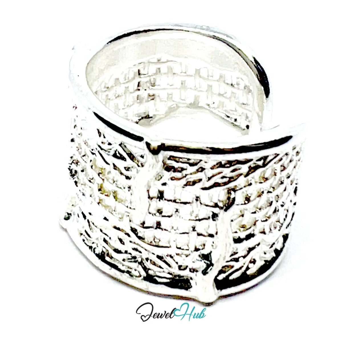925 Silver Ring (Hallmarked) Woven Crest · UK O - P - Q · US 7.5–8.5 · 6.04g - JewelHub.co.uk