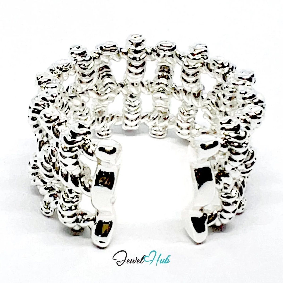 925 Silver Ring (Hallmarked) Woven Link · UK N - O - P · US 7–8.5 · 9.41g - JewelHub.co.uk