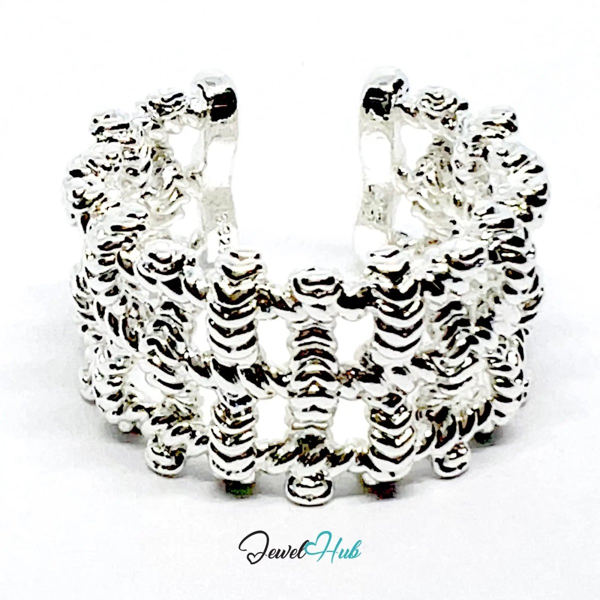 925 Silver Ring (Hallmarked) Woven Link · UK N - O - P · US 7–8.5 · 9.41g - JewelHub.co.uk