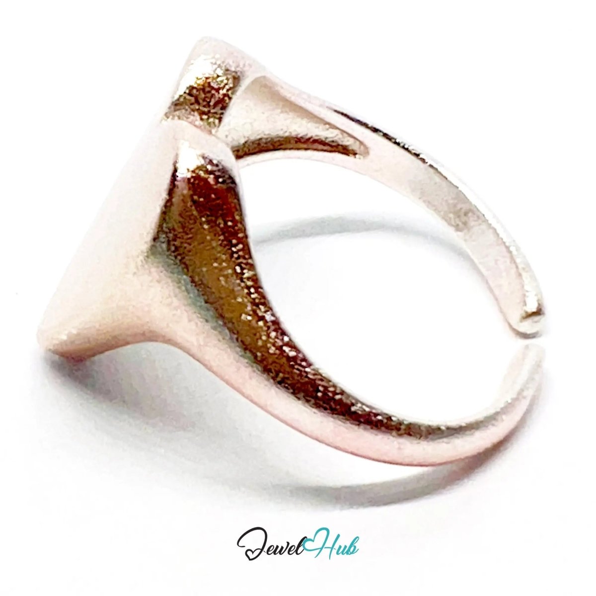 925 Silver Ring · Rose Gold - Plated Glitter Heart · UK L - M - N · US 6–7.5 · 3.46g · Hallmarked - JewelHub.co.uk