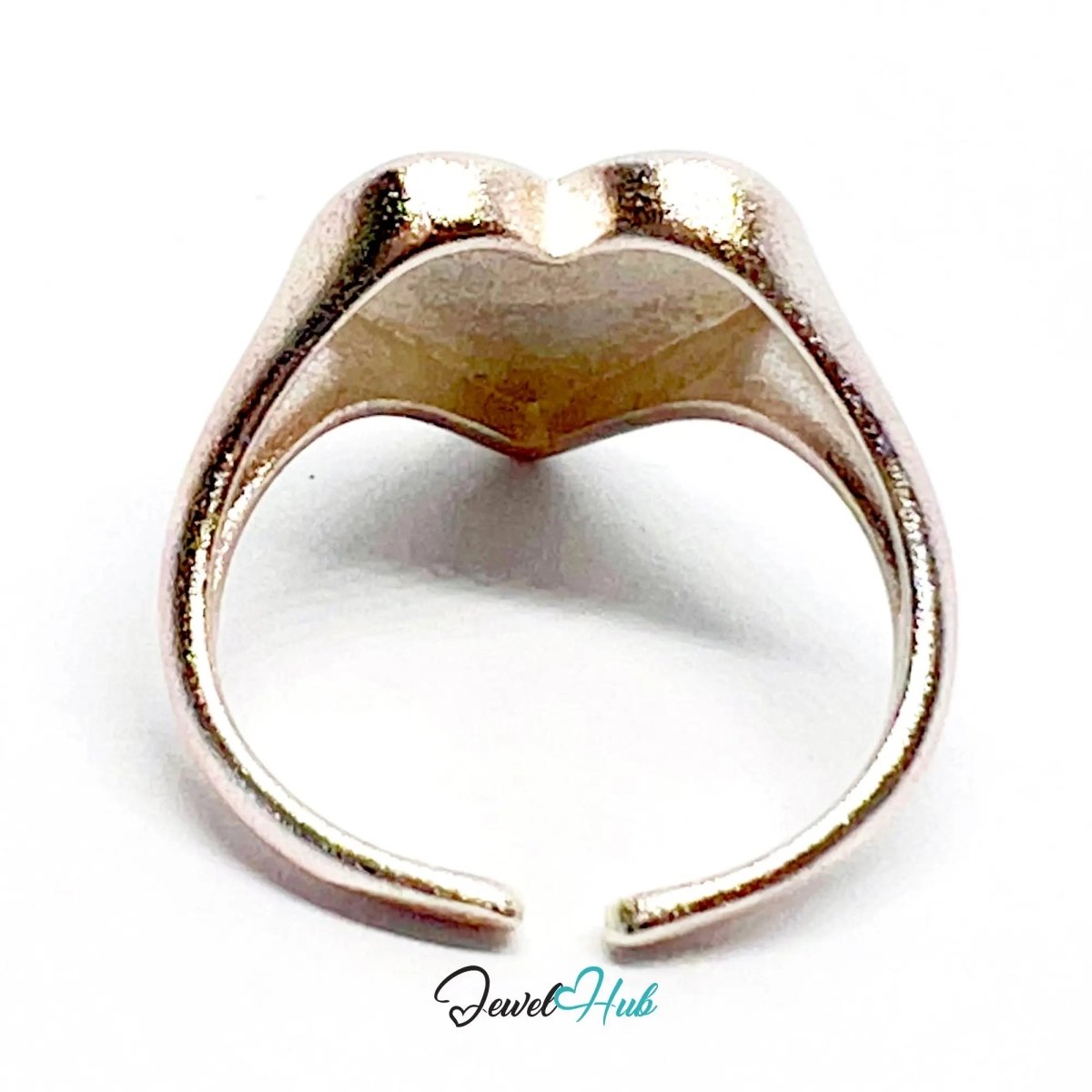 925 Silver Ring · Rose Gold - Plated Glitter Heart · UK L - M - N · US 6–7.5 · 3.46g · Hallmarked - JewelHub.co.uk