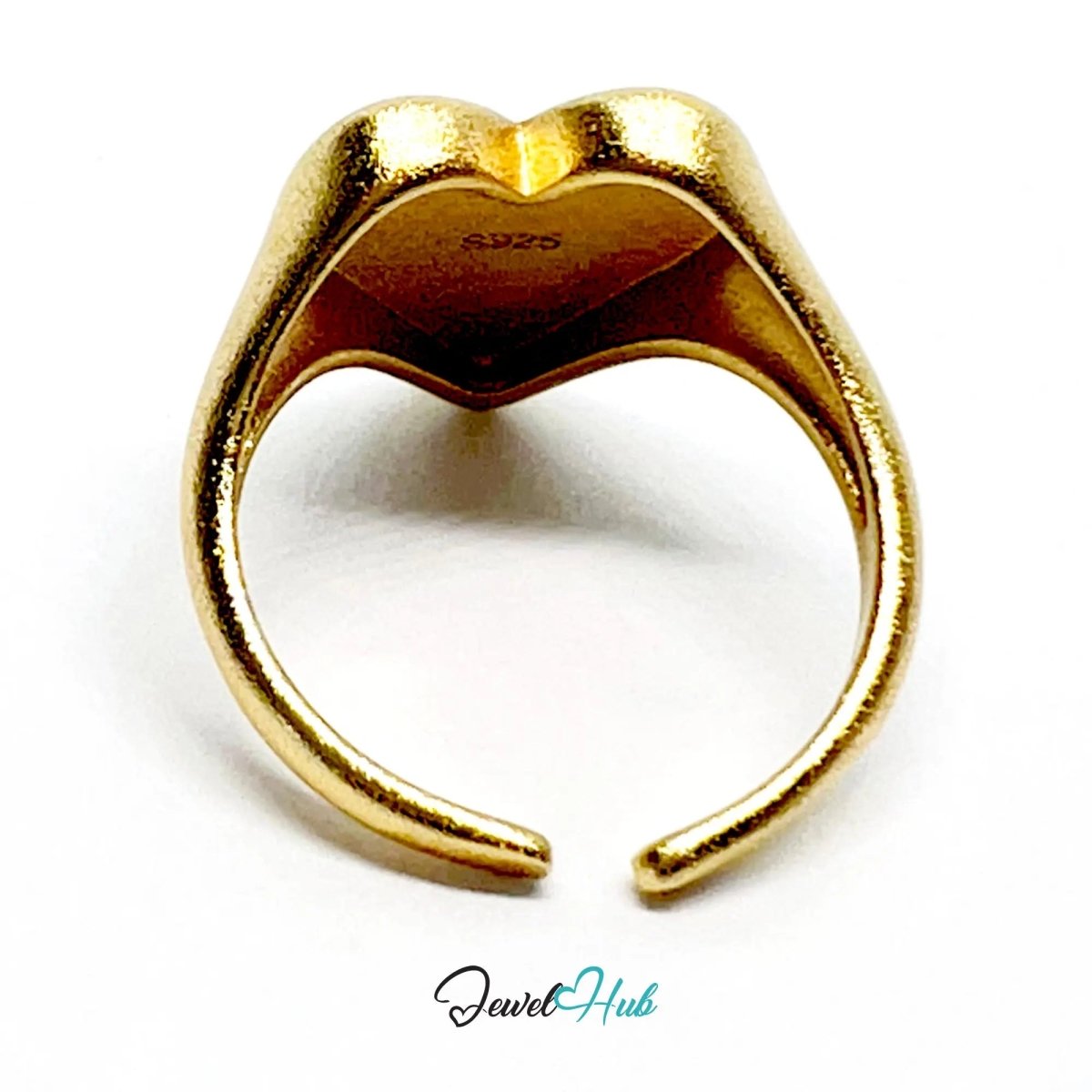 925 Silver Ring · Rose Gold - Plated Heart · Matte Finish · UK L - M - N · US 6–7.5 · 3.58g · Hallmarked - JewelHub.co.uk