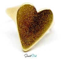 925 Sterling Silver Gold-Plated Matte Heart R