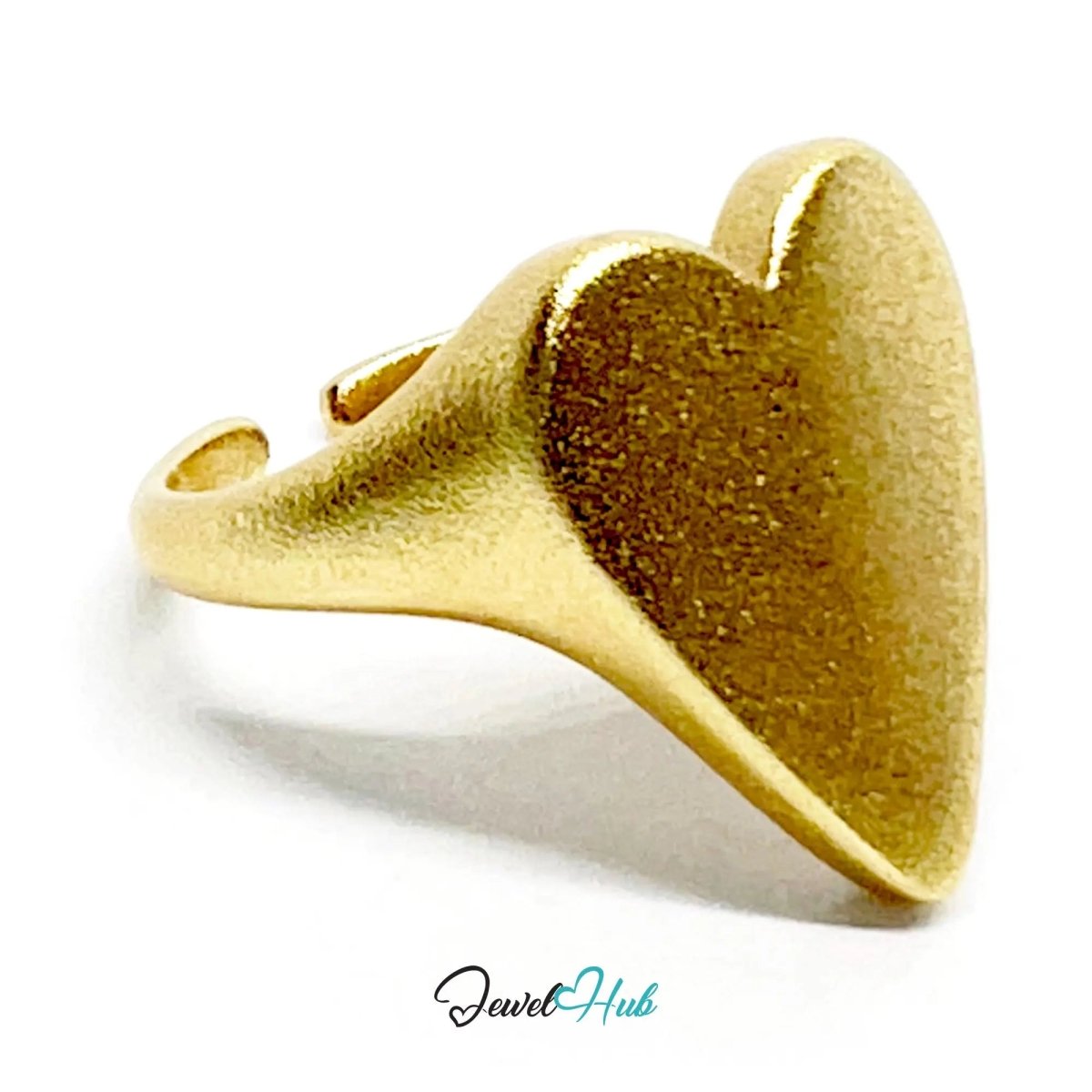 925 Silver Ring · Rose Gold - Plated Heart · Matte Finish · UK L - M - N · US 6–7.5 · 3.58g · Hallmarked - JewelHub.co.uk