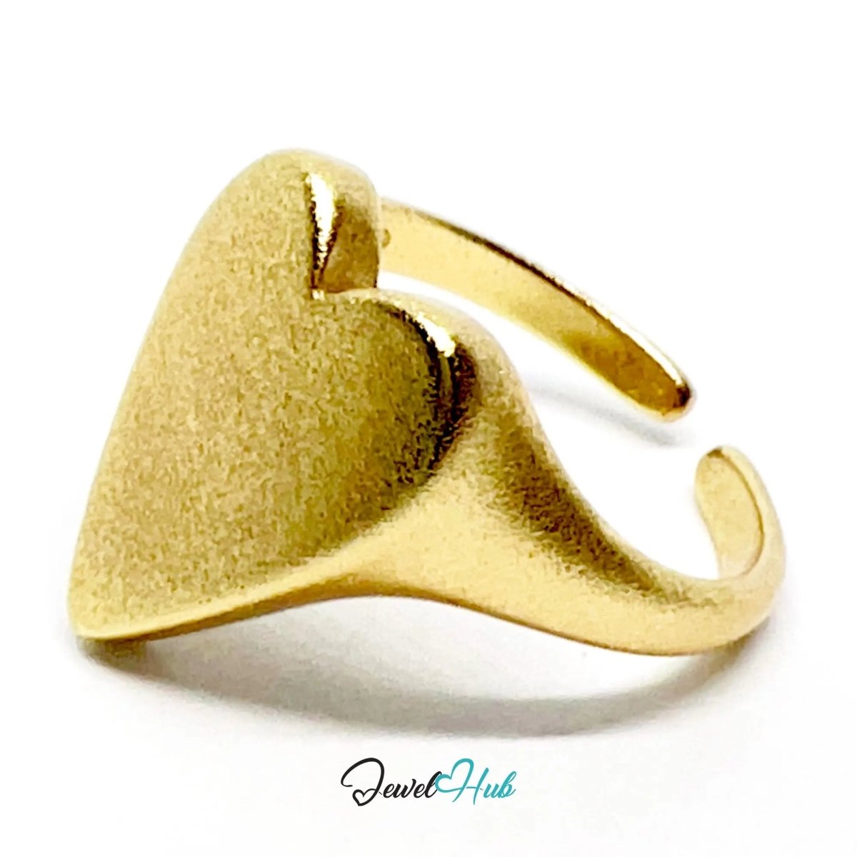 925 Silver Ring · Rose Gold - Plated Heart · Matte Finish · UK L - M - N · US 6–7.5 · 3.58g · Hallmarked - JewelHub.co.uk