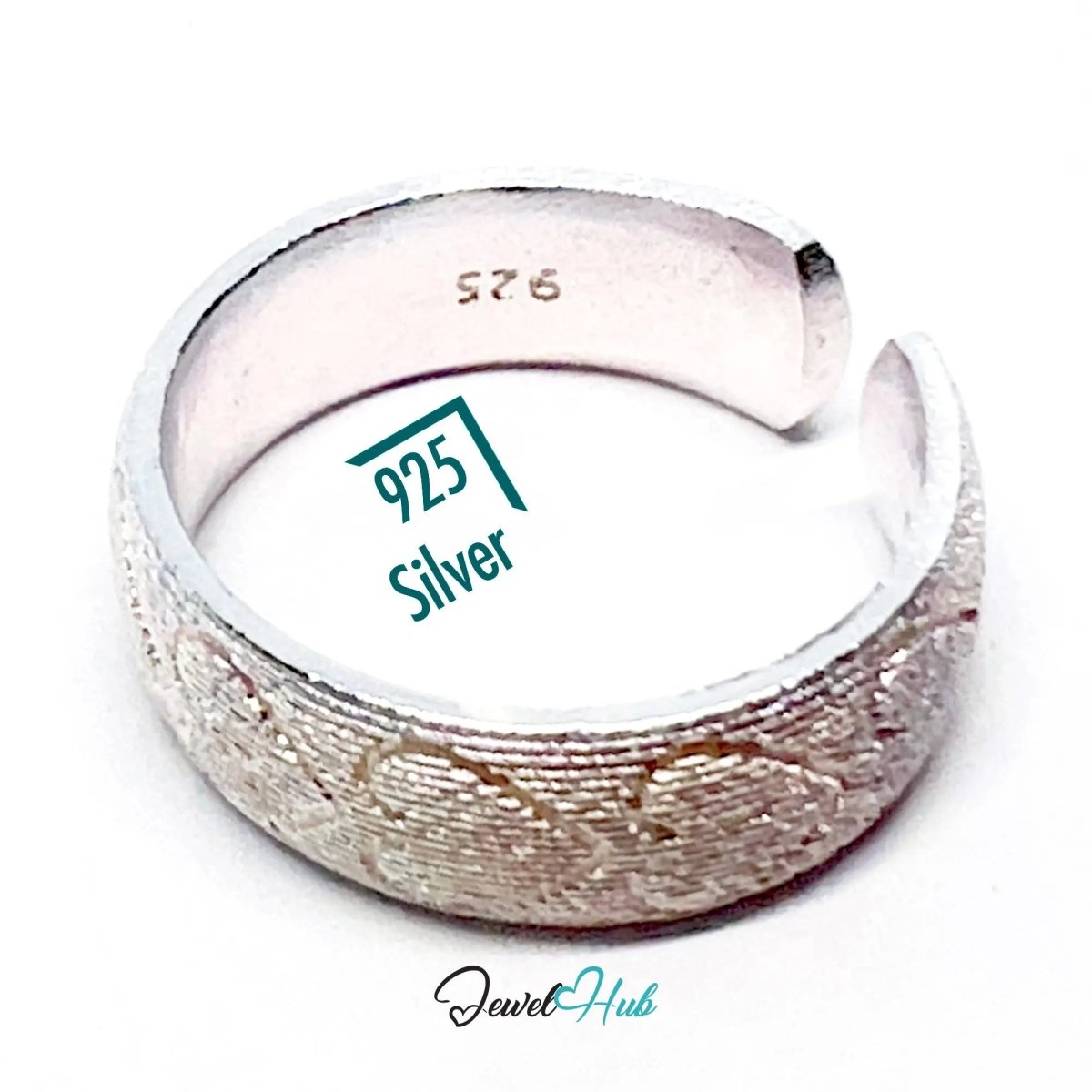 925 Silver Ring · Rose Gold - Plated · Textured Finish · UK O - P - Q · US 7.5–9 · 4.91g · Hallmarked - JewelHub.co.uk