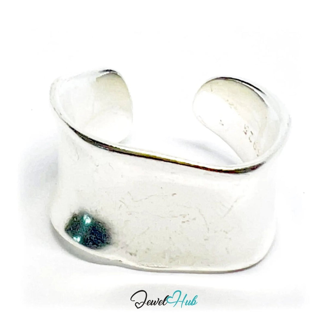 925 Silver Ring · Sculptural Smooth Band · UK M - N - O · US 6.5–8 · 5.5g · Hallmarked - JewelHub.co.uk
