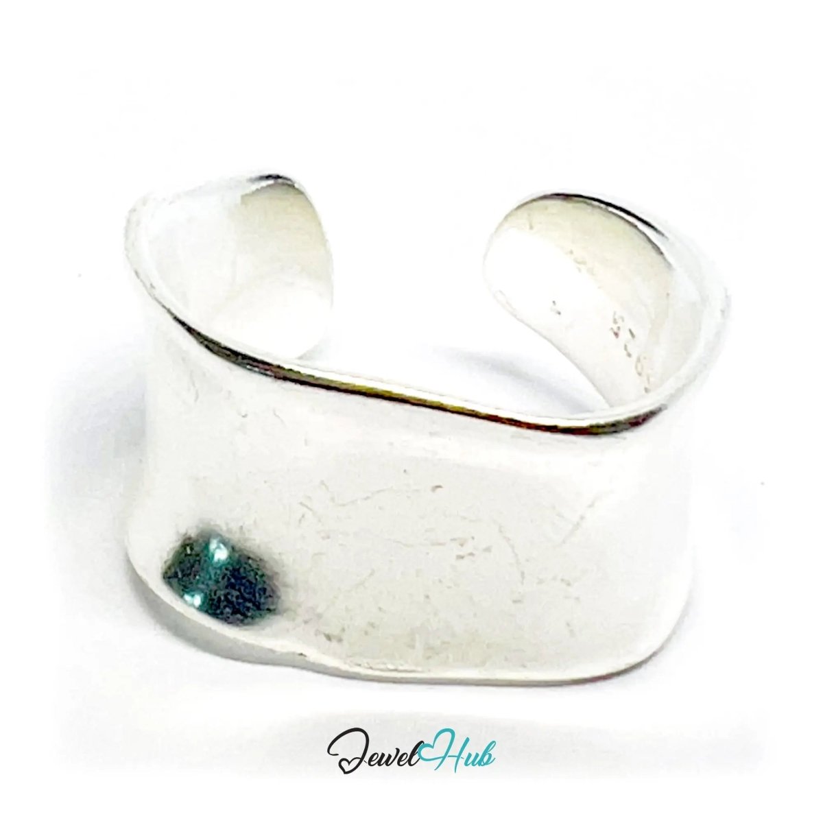 925 Silver Ring · Sculptural Smooth Band · UK M - N - O · US 6.5–8 · 5.5g · Hallmarked - JewelHub.co.uk