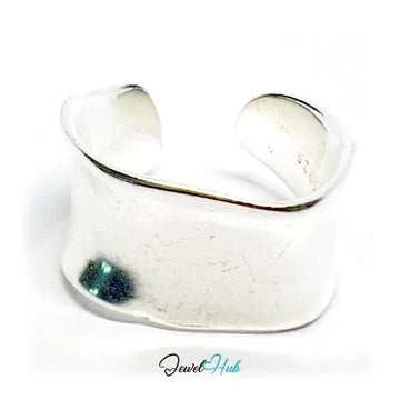 925 Silver Ring · Sculptural Smooth Band · UK M - N - O · US 6.5–8 · 5.5g · Hallmarked - JewelHub.co.uk