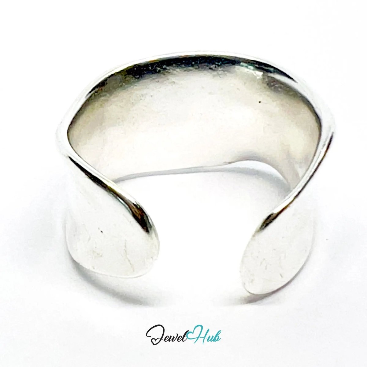925 Silver Ring · Sculptural Smooth Band · UK M - N - O · US 6.5–8 · 5.5g · Hallmarked - JewelHub.co.uk