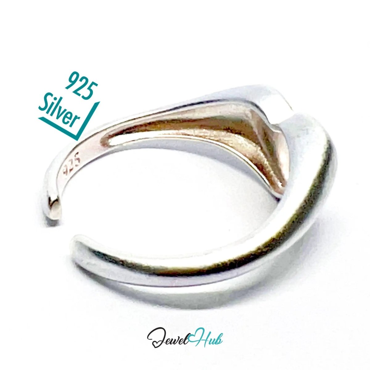 925 Silver Ring · Textured Heart with Twin Dots · UK N - O - P · US 7–8.5 · 2.18g · Hallmarked - JewelHub.co.uk