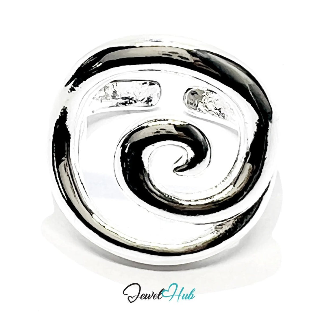 925 Silver Spiral Ring – Adjustable MNO, Symbolic Swirl Design, Polished Finish, Gift - Ready Packaging - JewelHub.co.uk