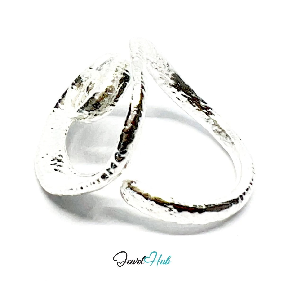 925 Silver Spiral Ring · Textured Finish · UK M - N - O · US 6.5–8 · 5.5g · Hallmarked - JewelHub.co.uk
