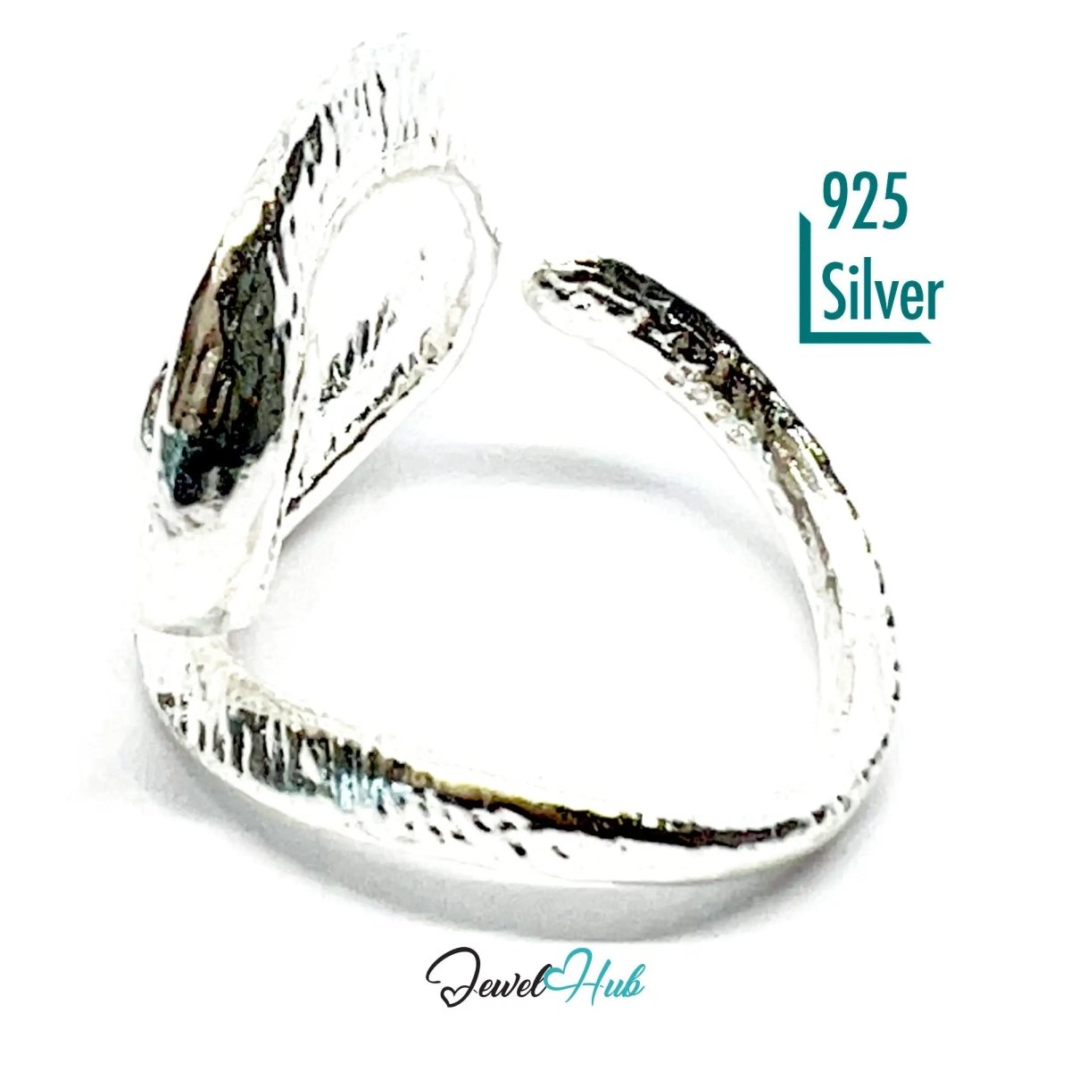 925 Silver Spiral Ring · Textured Finish · UK M - N - O · US 6.5–8 · 5.5g · Hallmarked - JewelHub.co.uk