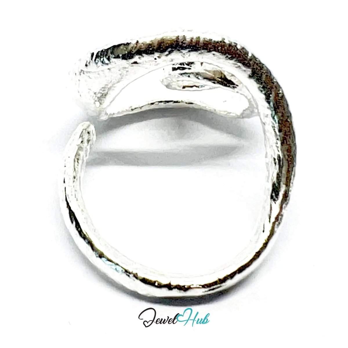 925 Silver Spiral Ring · Textured Finish · UK M - N - O · US 6.5–8 · 5.5g · Hallmarked - JewelHub.co.uk