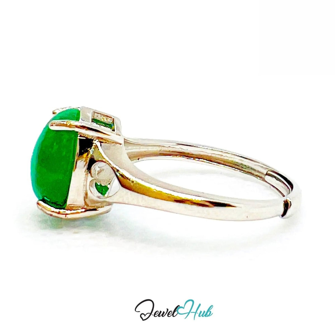 925 Sterling Silver Adjustable Emerald Ring – 2.6ct Green Gem | MNO Fit for Everyday Elegance and Gifting - JewelHub.co.uk