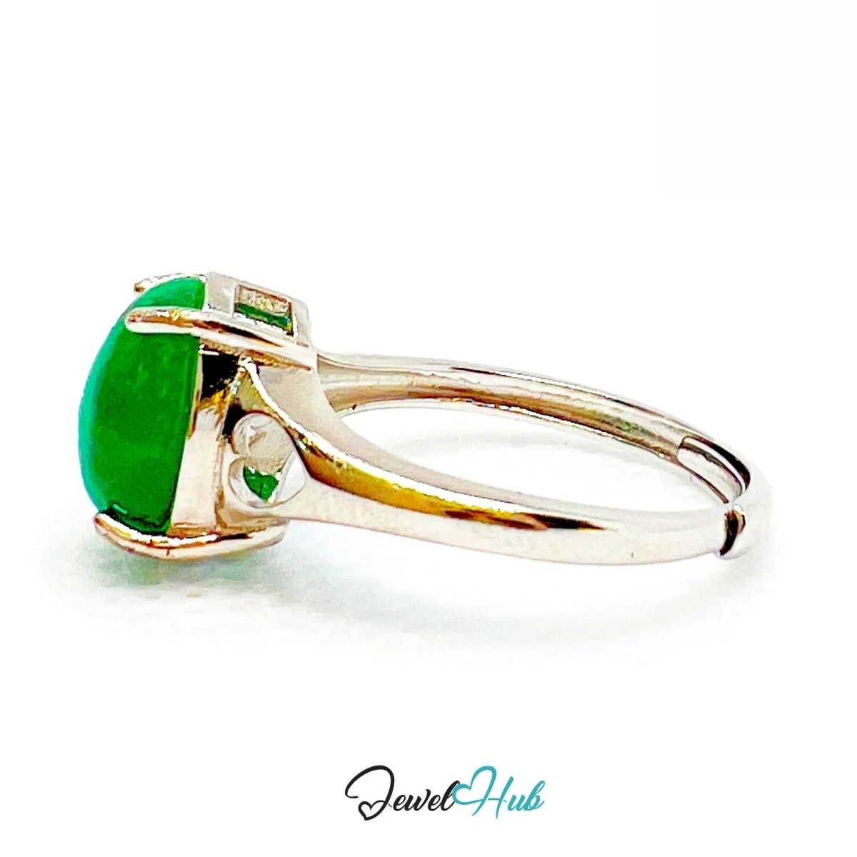 925 Sterling Silver Adjustable Emerald Ring – 2.6ct Green Gem | MNO Fit for Everyday Elegance and Gifting - JewelHub.co.uk