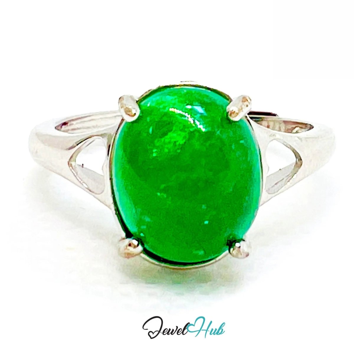 925 Sterling Silver Adjustable Emerald Ring – 2.6ct Green Gem | MNO Fit for Everyday Elegance and Gifting - JewelHub.co.uk