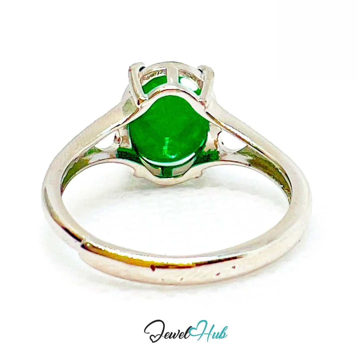925 Sterling Silver Adjustable Emerald Ring – 2.6ct Green Gem | MNO Fit for Everyday Elegance and Gifting - JewelHub.co.uk