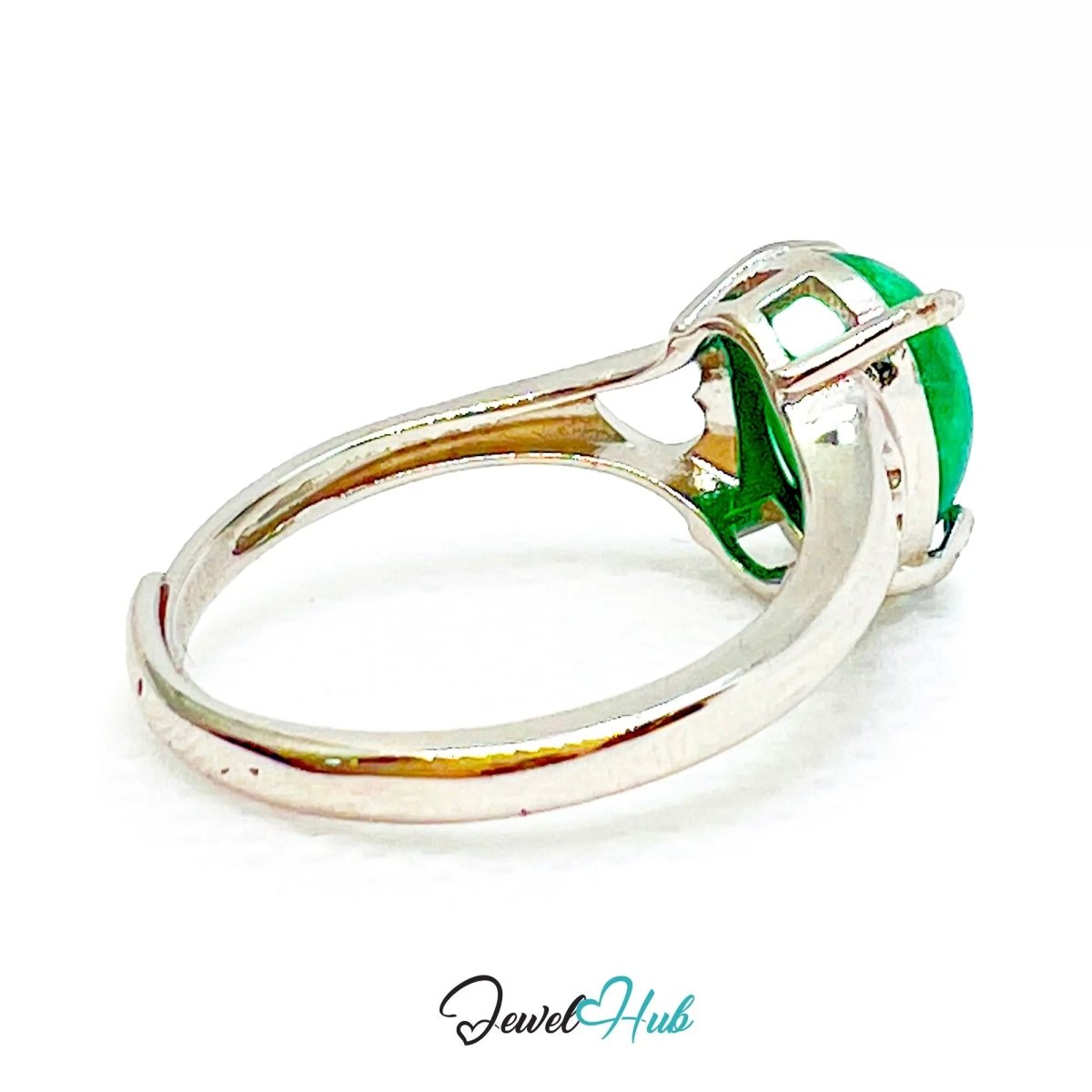 925 Sterling Silver Adjustable Emerald Ring – 2.6ct Green Gem | MNO Fit for Everyday Elegance and Gifting - JewelHub.co.uk