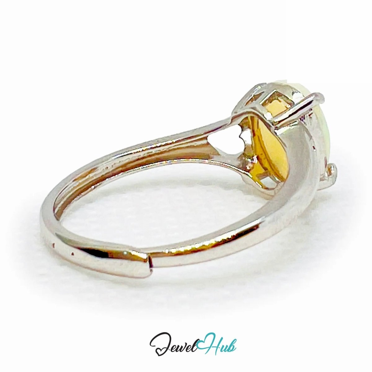 925 Sterling Silver Adjustable Ring with Oval Opal – MNO Fit | Lightweight Charm for Everyday Elegance - JewelHub.co.uk