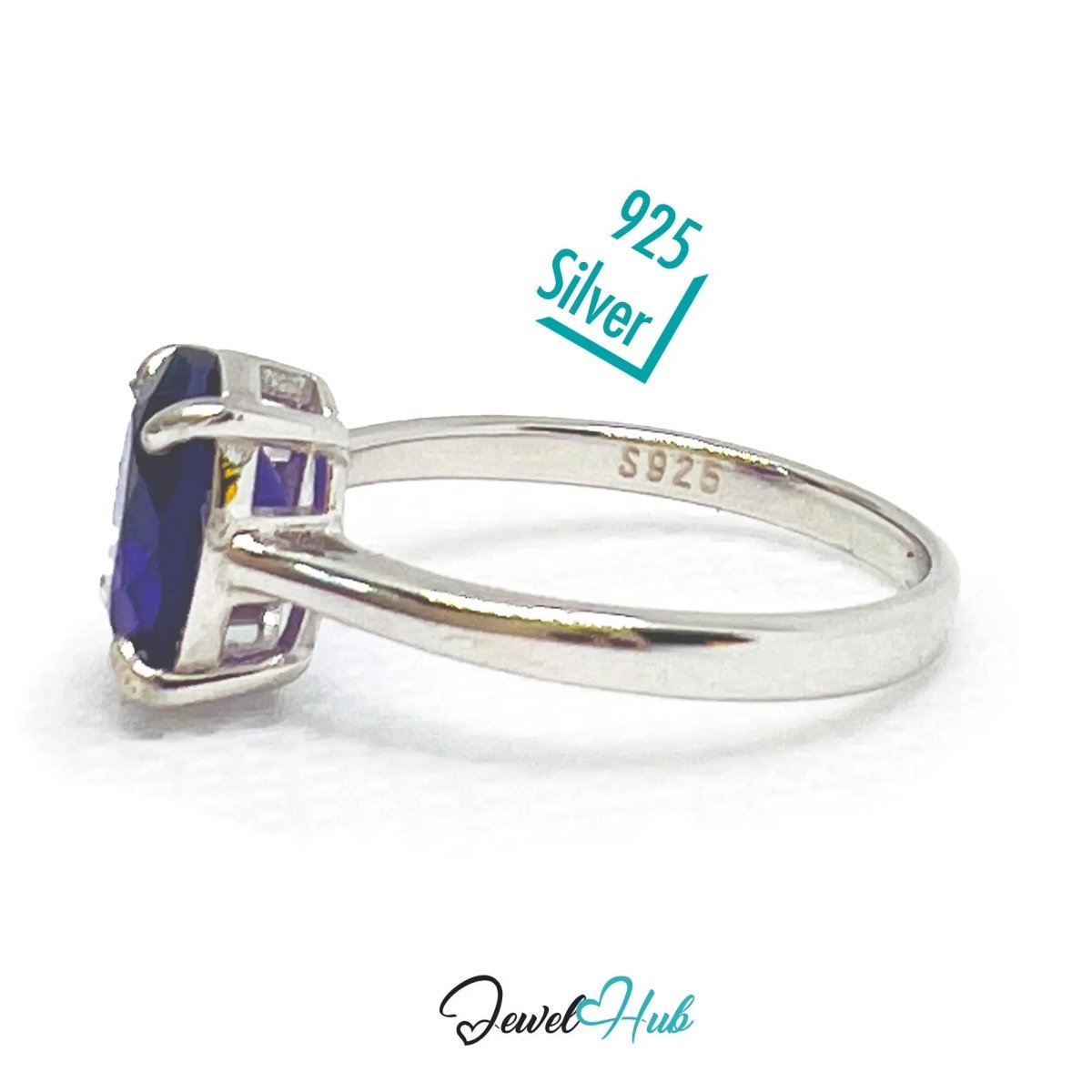 925 Sterling Silver Amethyst Ring (Oval 1.8ct) | UK O US 7.5 | Modern Simplicity - JewelHub.co.uk