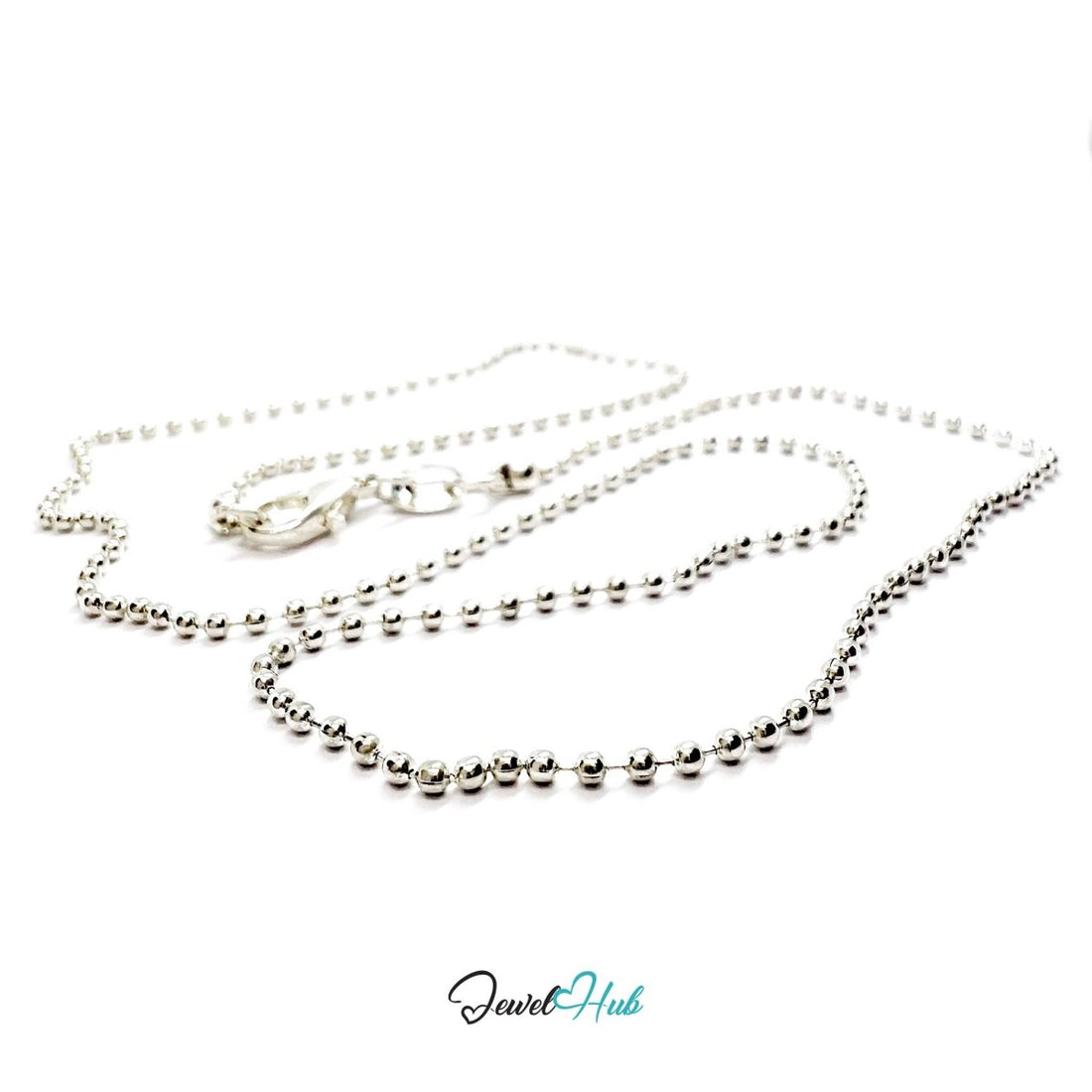 925 Sterling Silver Ball Chain Necklace – 1.3mm, 40cm - JewelHub.co.uk
