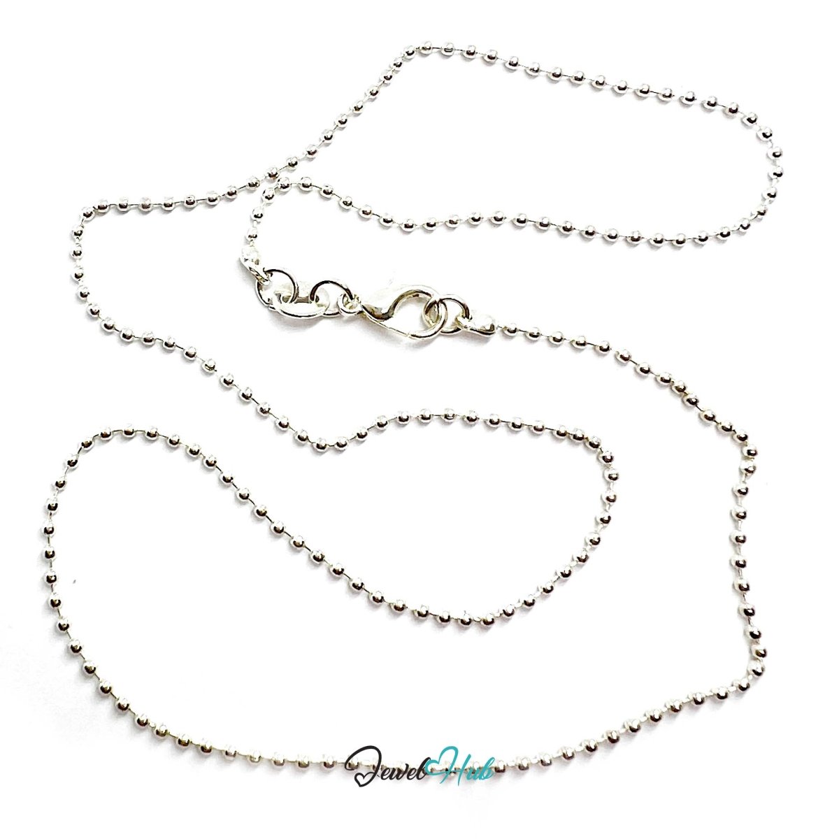 925 Sterling Silver Ball Chain Necklace – 1.3mm, 40cm - JewelHub.co.uk