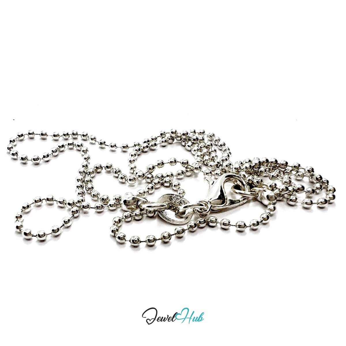 925 Sterling Silver Ball Chain Necklace – 1.3mm, 40cm - JewelHub.co.uk