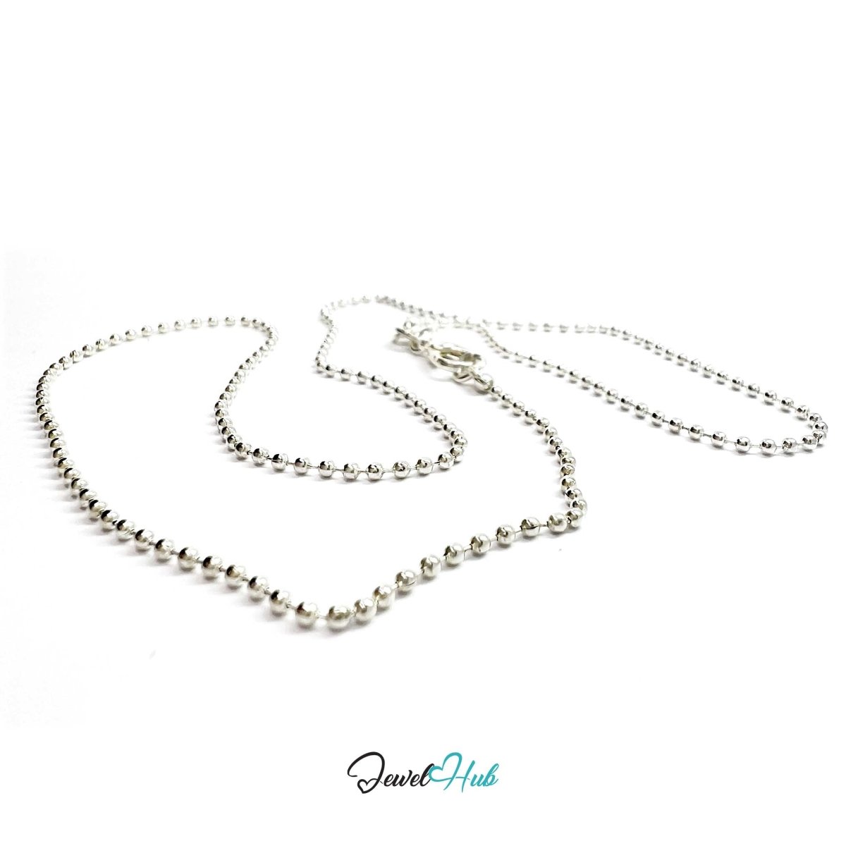 925 Sterling Silver Ball Chain Necklace – 1.3mm, 40cm - JewelHub.co.uk
