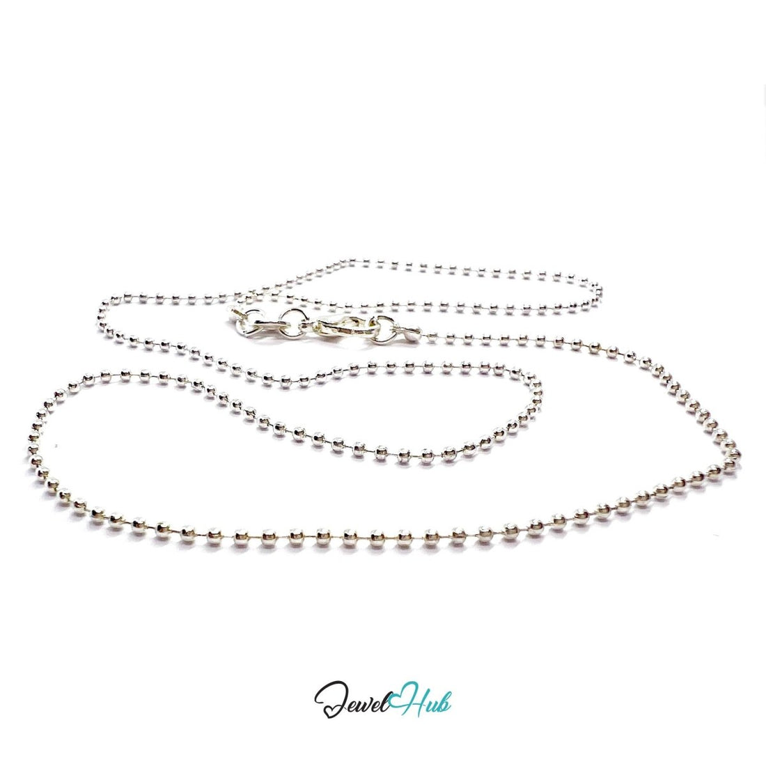 925 Sterling Silver Ball Chain Necklace – 1.3mm, 40cm - JewelHub.co.uk