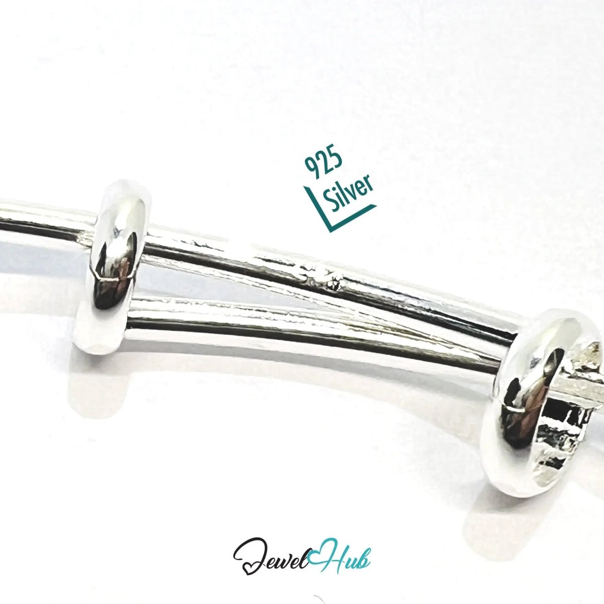 925 Sterling Silver Beaded Bangle – Polished & Textured Sphere Bracelet with Adjustable Open End - JewelHub.co.uk