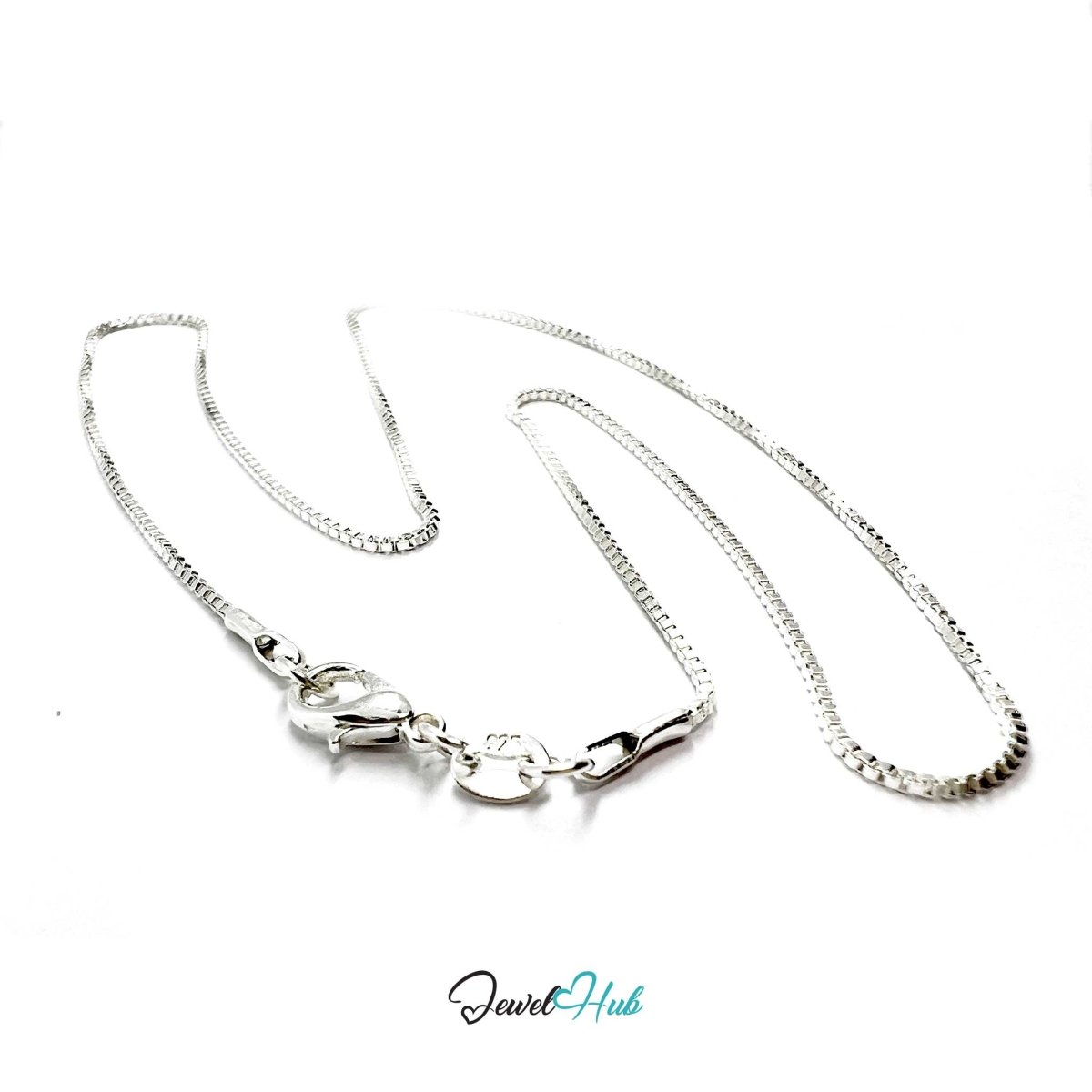 925 Sterling Silver Box Chain Necklace – 1mm, 40cm - JewelHub.co.uk