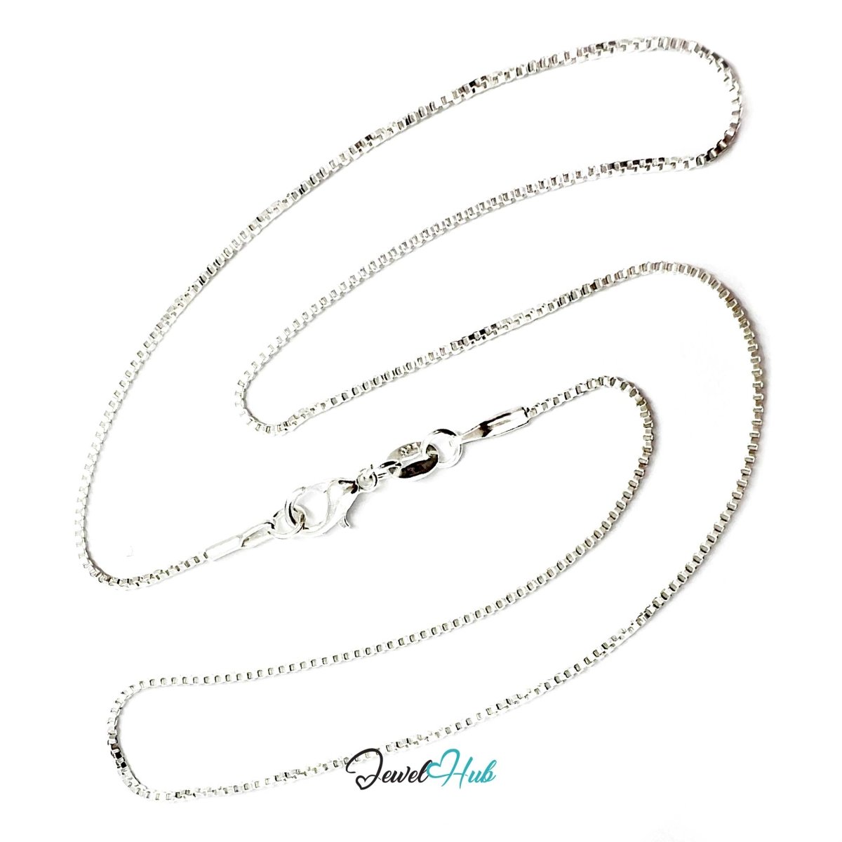 925 Sterling Silver Box Chain Necklace – 1mm, 40cm - JewelHub.co.uk
