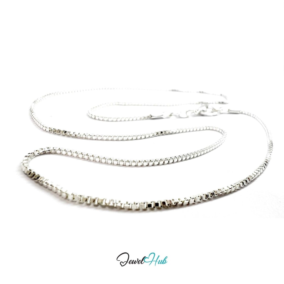 925 Sterling Silver Box Chain Necklace – 1mm, 40cm - JewelHub.co.uk