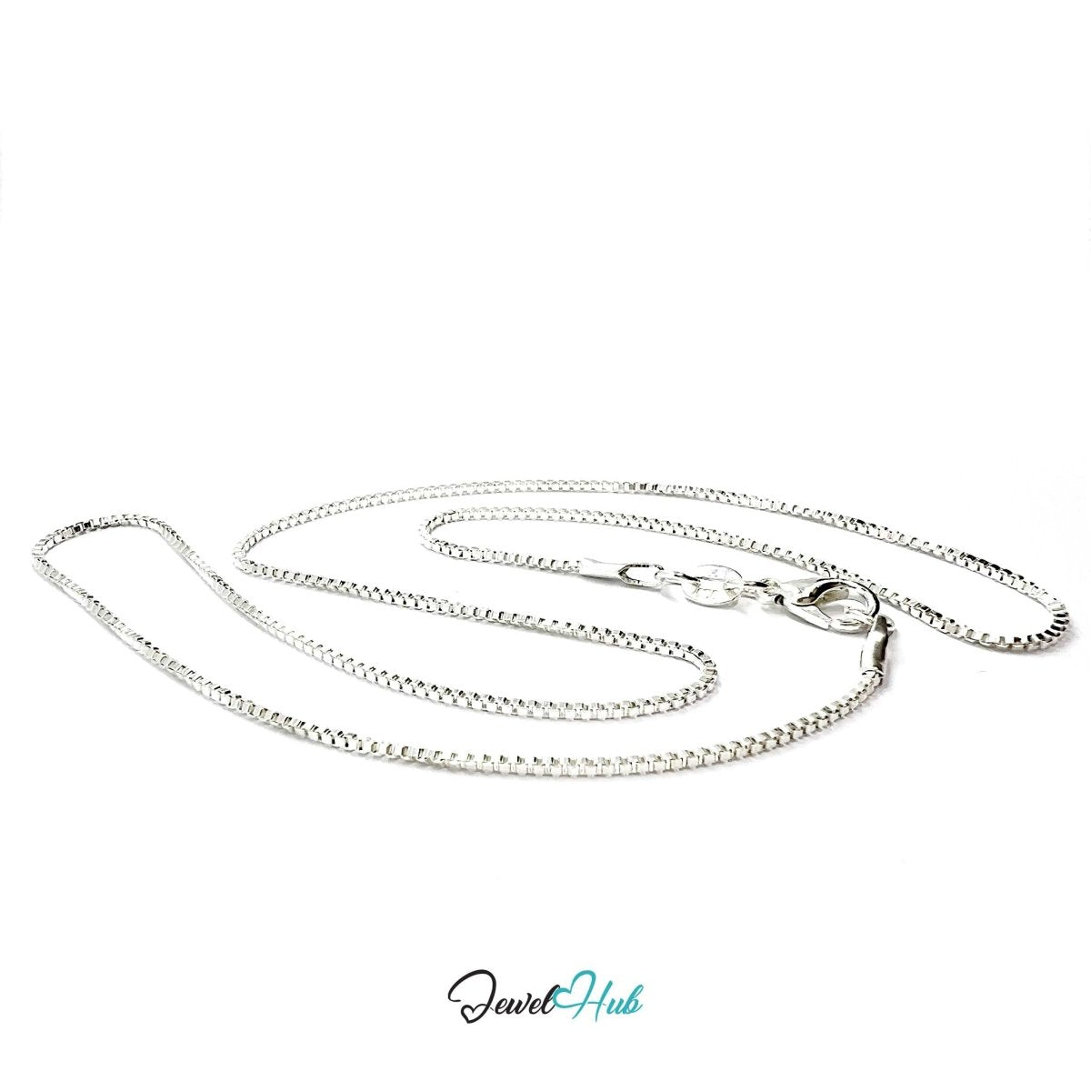 925 Sterling Silver Box Chain Necklace – 1mm, 40cm - JewelHub.co.uk