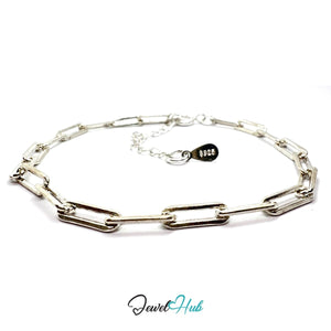 925 Sterling Silver Chunky Paperclip Bracelet 3.6×10mm | 18–22cm - JewelHub.co.uk
