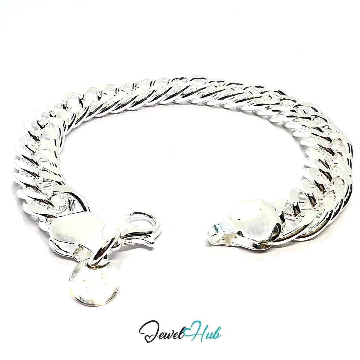 925 Sterling Silver Cuban Link Bracelet – Polished Chain with Lobster Clasp - JewelHub.co.uk