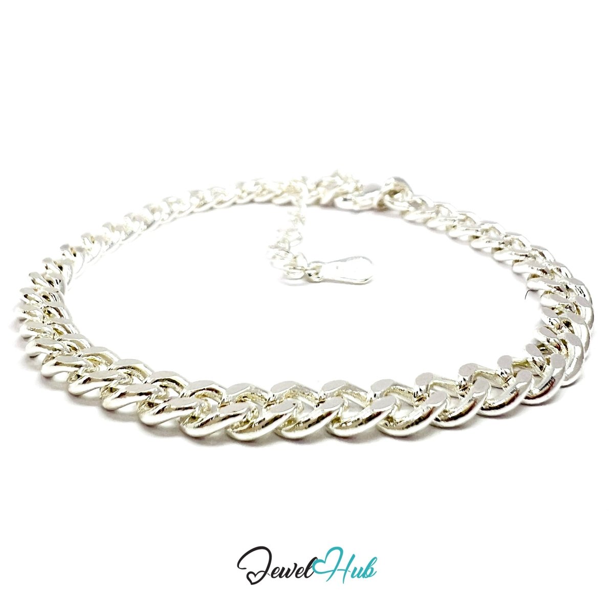 925 Sterling Silver Curb Chain Bracelet 4.5mm | 18–22cm - JewelHub.co.uk