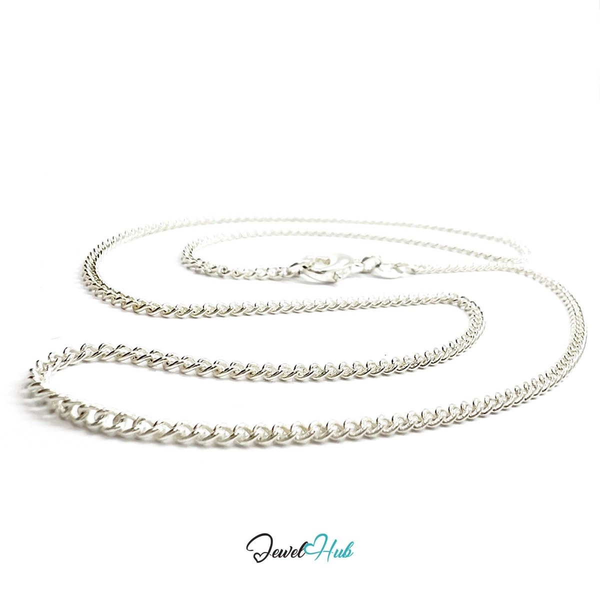 925 Sterling Silver Curb Chain Necklace – 1.8mm, 40cm - JewelHub.co.uk