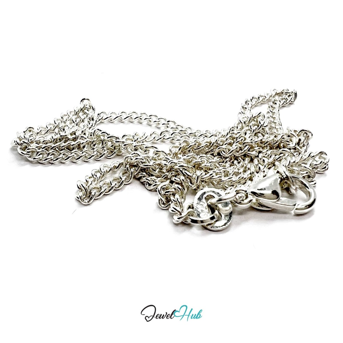 925 Sterling Silver Curb Chain Necklace – 1.8mm, 40cm - JewelHub.co.uk